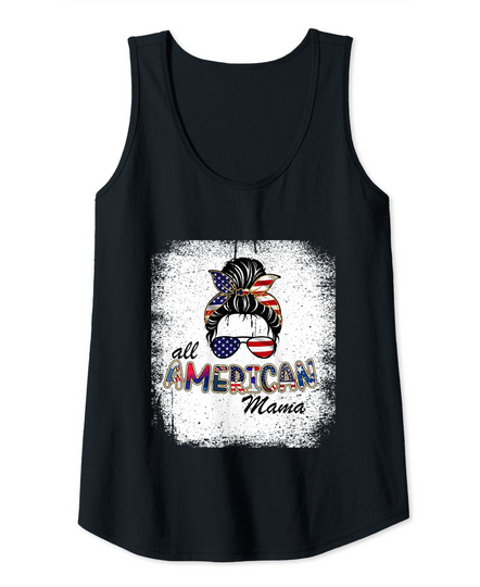 Womens 4th of July All American Mama Bleached Funny Tee Tank Top