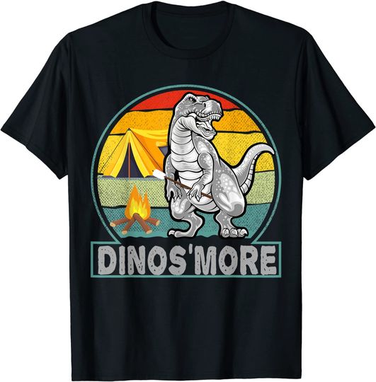 Dinos'more Camping Campfire T-Shirt Dinosaur Dino