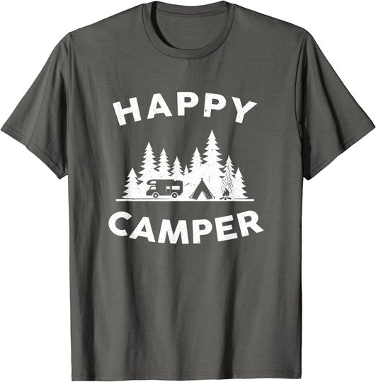 Happy Camper T-shirt RV Trailer Van Mountain Hiking
