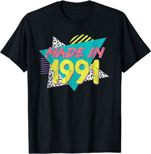 Made In 1991 Retro Vintage 30th Birthday T Shirt