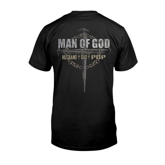 Man Of God - Pop Back Classic T-Shirt, Fathers Day, Grandpas Gift, Dads Gift
