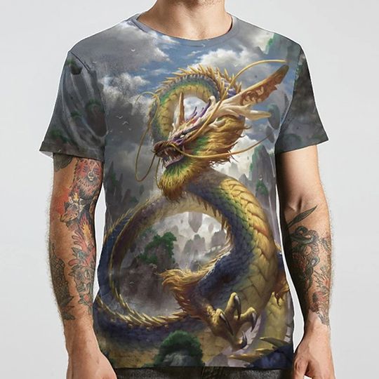 3D Print Dragon Graphic Prints Short Sleeve Casual Tops Unisex Tee T-shirt
