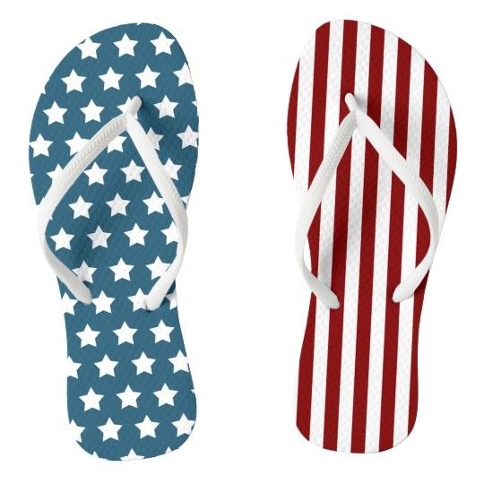 Patriotic Stars and Stripes Flip Flops