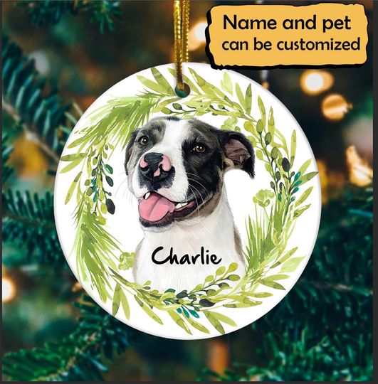 Gift For Dog Lover Personalized Ceramic Circle Custom Ornament