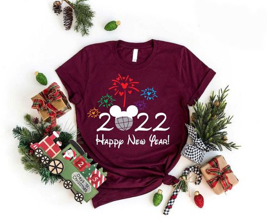 Happy New Years 2022 Mickey Christmas Party Fireworks Matching Family Custom T-Shirt