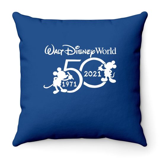 Disney Magic Kingdom 50th Anniversary Mickey Minnie Family Throw Pillow