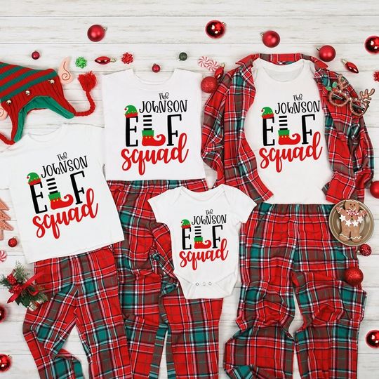 Matching Family Elf Squad Custom Family Christmas T-Shirt
