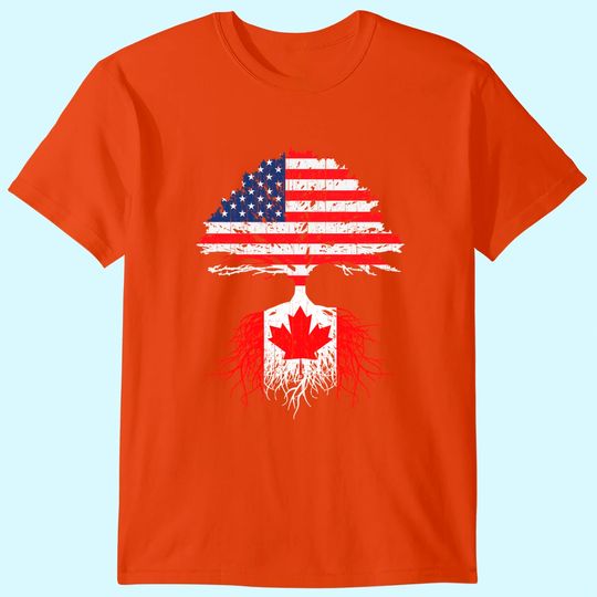 Canadian Roots American Grown Canada Flag Tshirt Men Women
