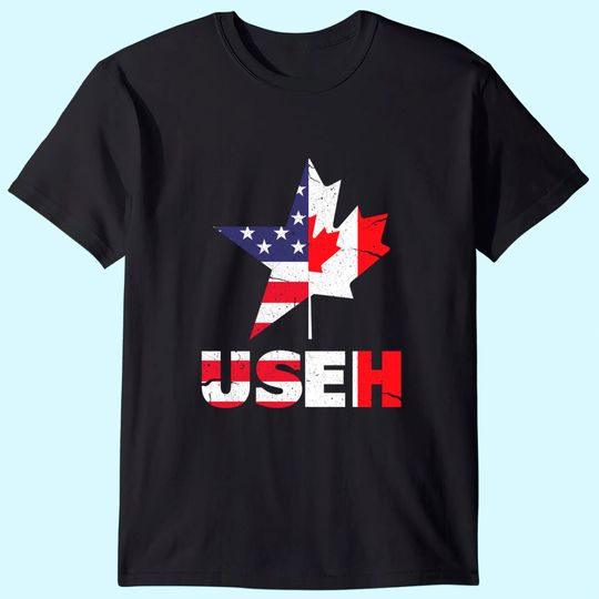 US EH Funny Canada American Flag T-Shirt