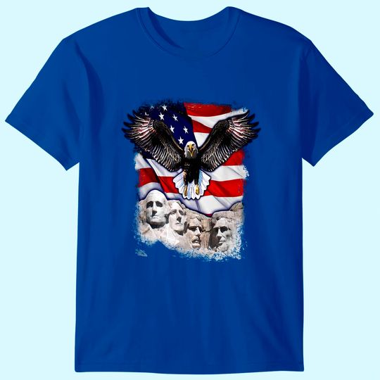 American Bald Eagle Mount Rushmore 'Merica Flag T-Shirt