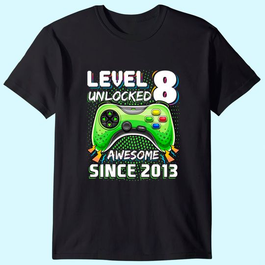 Level 8 Unlocked Awesome Video Game Gift T-Shirt