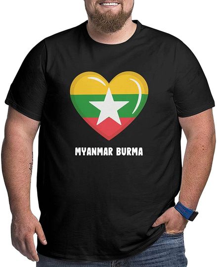GWGSEK Myanmar Burma Flag Men's Big Size T Shirt