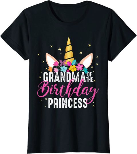 Grandma Of The Birthday Princess Gifts Unicorn Birthday T-Shirt