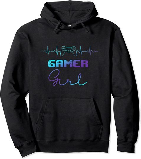 Heartbeat Video Games Controller Gaming Pullover Hoodie