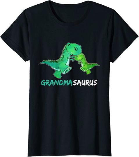 Grandmasaurus And Grandchild Playing Grandma Dinosaur T-Rex Womens T-Shirt