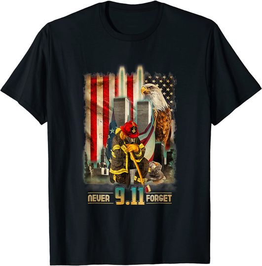 Never Forget 9-11-2001 20th Anniversary Firefighters T-Shirt