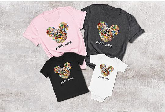 Mickey And Minnie Head Disney Family Matching Custom T Shirt