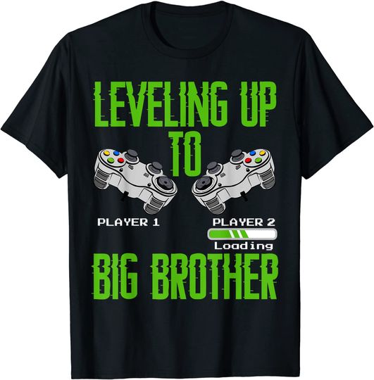 Leveling Up To Big Bro Funny Gift For New Brother Gamer T-Shirt