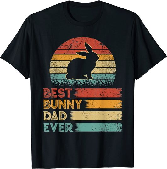 Retro Vintage Best Bunny Dad Ever Animals Lover T-Shirt