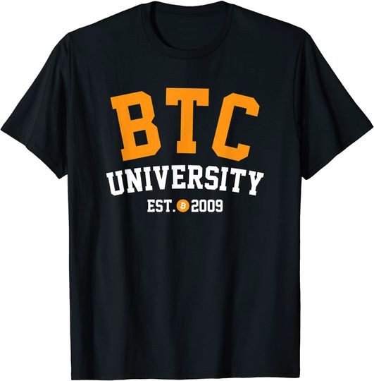 Funny Bitcoin BTC University Cryptocurrency T-Shirt