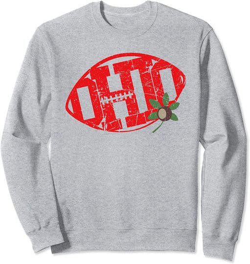 Vintage Worn State of Ohio Football Shape Grunge Sweatshirt