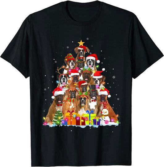 Christmas Pajama Boxer Tree Xmas T-Shirt