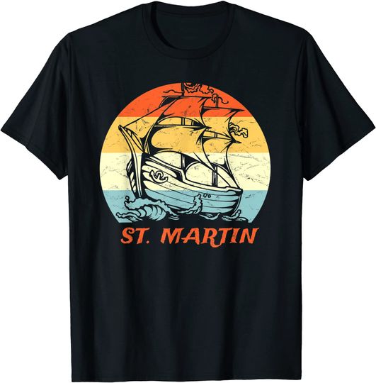 St. Martin Caribbean Pirate Vintage Vacation T-Shirt