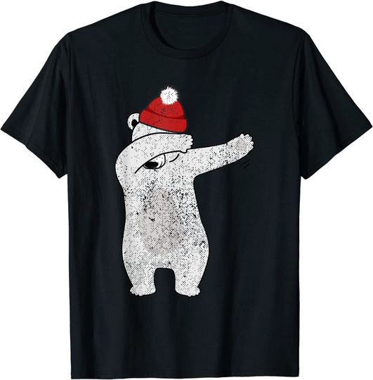 Dabbing Polar Bear Dance Stocking Snow Celebration T-Shirt