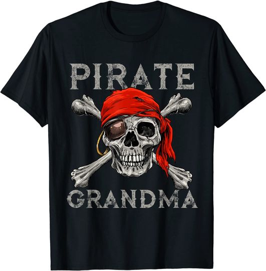 Pirate Grandma Shirt Jolly Roger Skull & Crossbones Flag T-Shirt