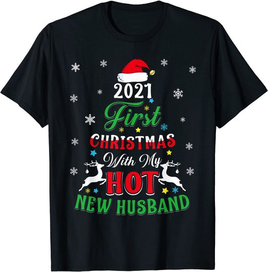First Christmas With My Hot New Husband Funny Christmas 2021 T-Shirt