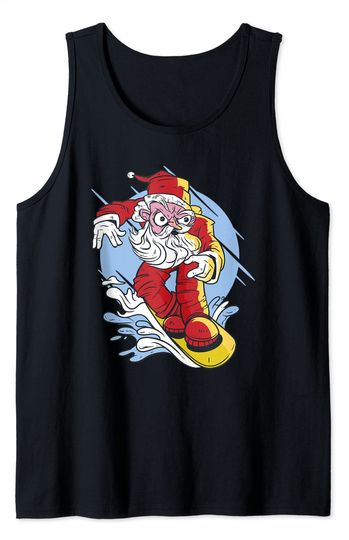 Santa Claus Snowboarding Christmas Snowboard Sports Tank Top