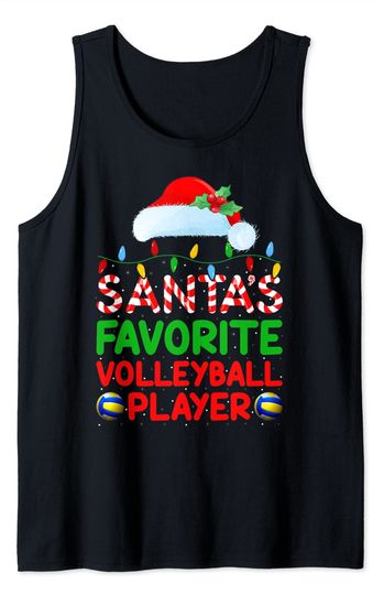 Xmas Lighting Santa's Favorite Volleyball Player Christmas Tank Top