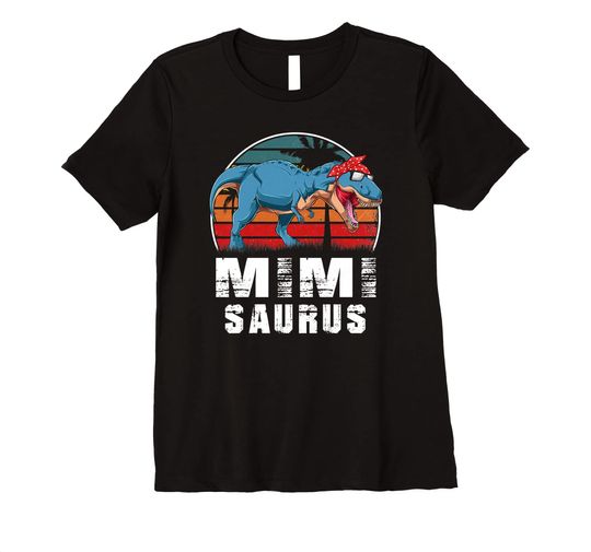Womens Mimi Saurus Dinosaur Funny Mimisaurus T Rex Lover Family Premium T-Shirt