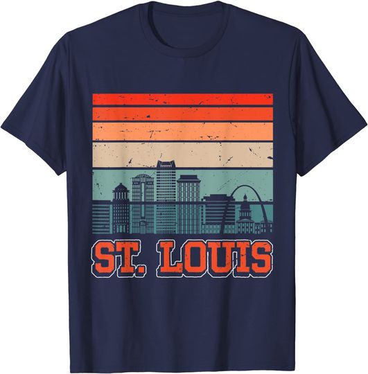 St. Louis USA Retro Vintage Sunset Skyline St. Louis T-Shirt