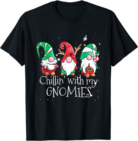 Chillin' With My Gnomies Garden Gnome Christmas Pajama Xmas T-Shirt