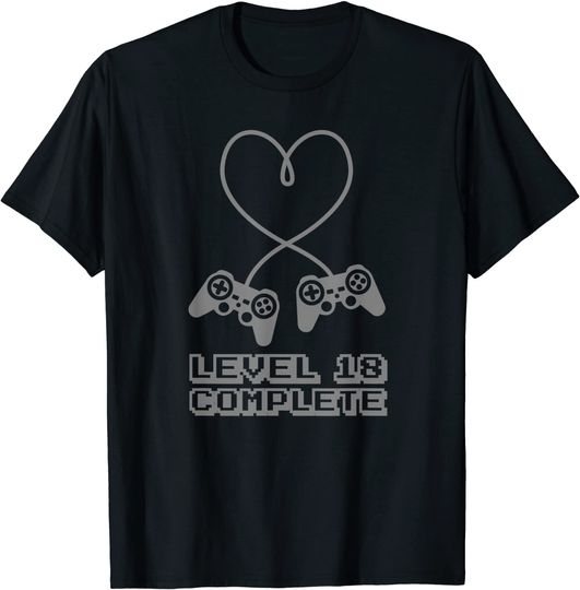 Funny Gamers Level 18 Complete 18th Wedding Anniversary T-Shirt