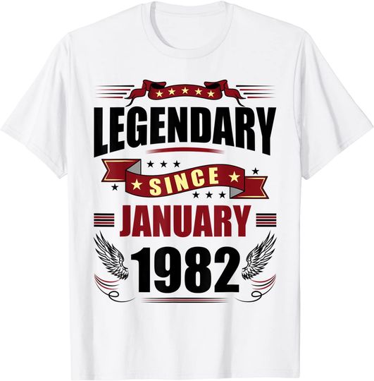 Legendary Since January 1982 Vintage 40th Birthday T-Shirt