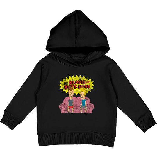 Beavis And Butthead Kids Pullover Hoodie Distressed Couch Logo Graphic