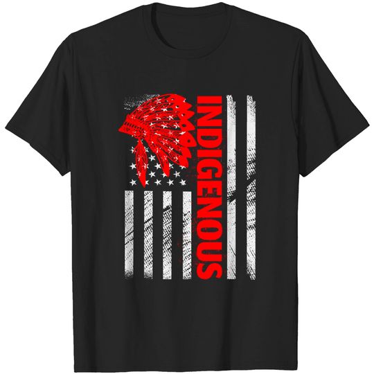 Peoples' Day Distressed Headdress USA Flag T-Shirt