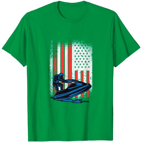 Jet Ski American Flag Water Sports T-Shirt