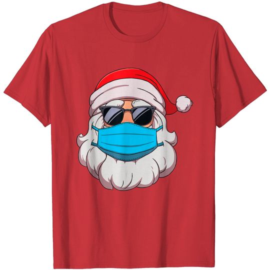 Santa In Face Mask Shirt Mens Funny Merry Christmas 2021 T-Shirt
