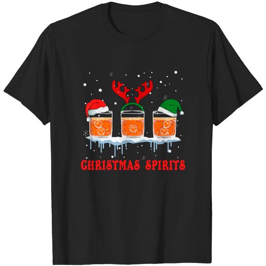 Christmas Spirits Bourbon Scotch Whiskey T Shirt