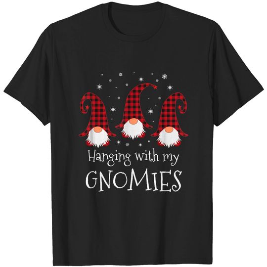 Hanging With My Gnomies Plaid Garden Christmas Gnome T-Shirt