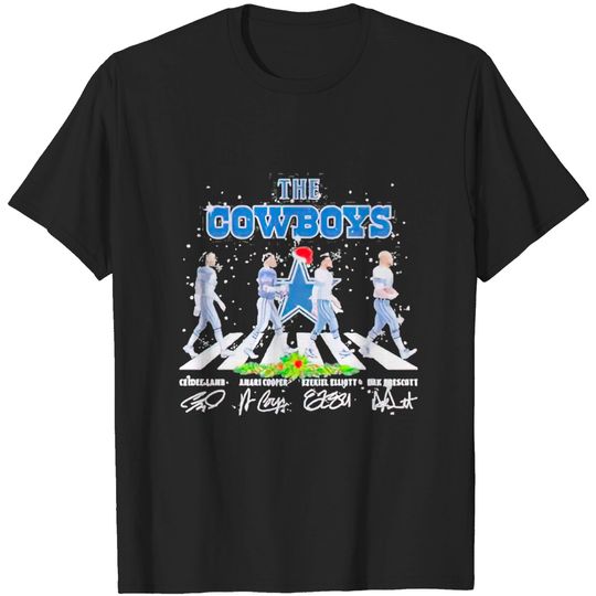 The Dallas Cowboys Teams Abbey Road Signatures Merry Christmas 2021 T-Shirt
