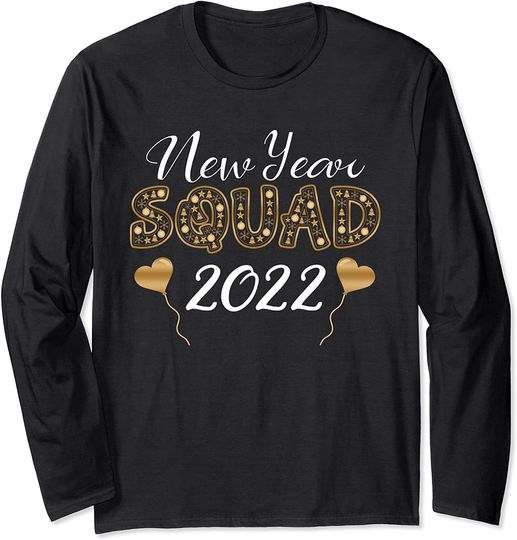 New Year Squad 2022 Family Matching Pajamas Happy New Year Long Sleeve T-Shirt