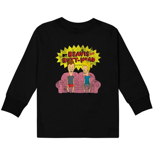 Beavis And Butthead Kids Long Sleeve T-Shirt Distressed Couch Logo Graphic