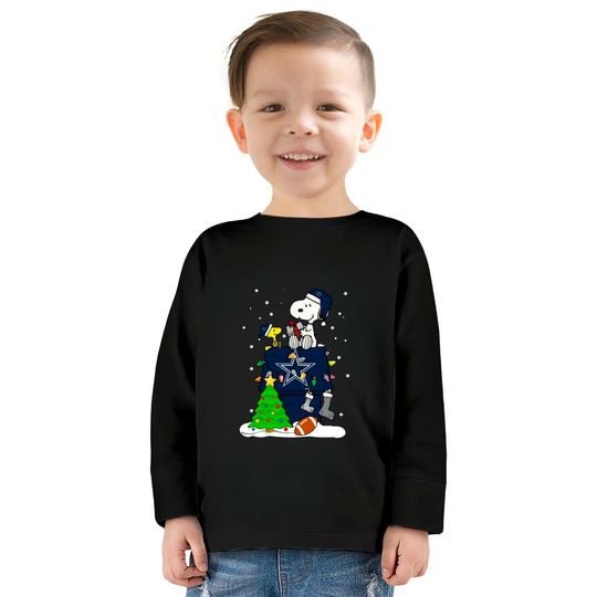 Dallas Cowboys Snoopy And Woodstock Christmas Kids Long Sleeve T-Shirt