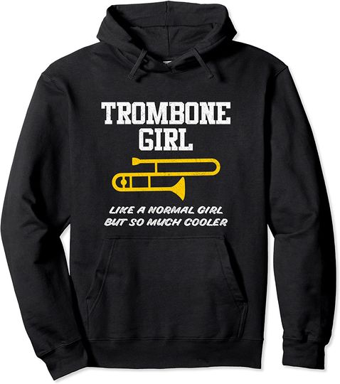 School Marching Band Funny Trombone Girl Pullover Hoodie
