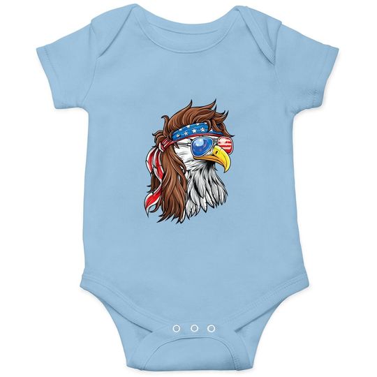 Patriotic Bald Eagle Mullet Usa American Flag 4th Of July Onesie