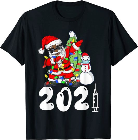 Black African American Santa Claus Christmas 2021 T-Shirt